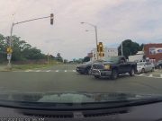Two cars in Chelsea, Mass demonstrate what not to do at an intersection when an ambulance approaches.