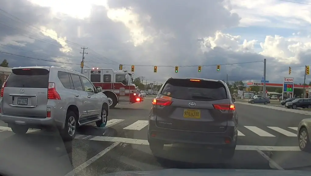 Impatient driver in Chantilly fails to yield to fire truck, gets in an accident.