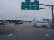 Alleged distracted driver causes multi-car pileup on I-394.