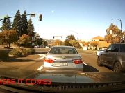 A driver in a Toyota Avalon in San Ramon seen brake checking a dashcam owner over perceived left lane dispute.