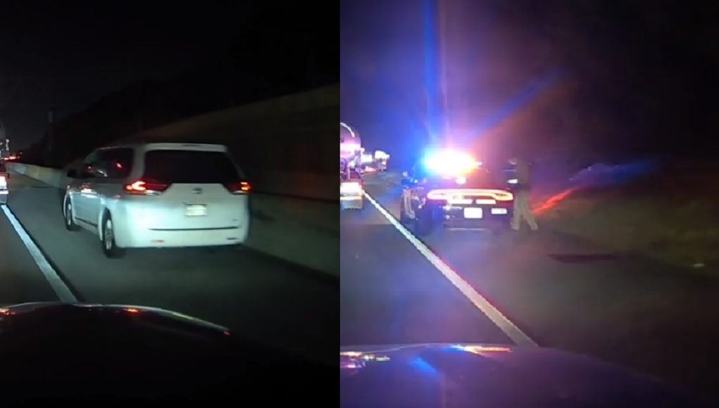 Van driver using the shoulder of the 60 freeway and pulled over by CHP moments later.