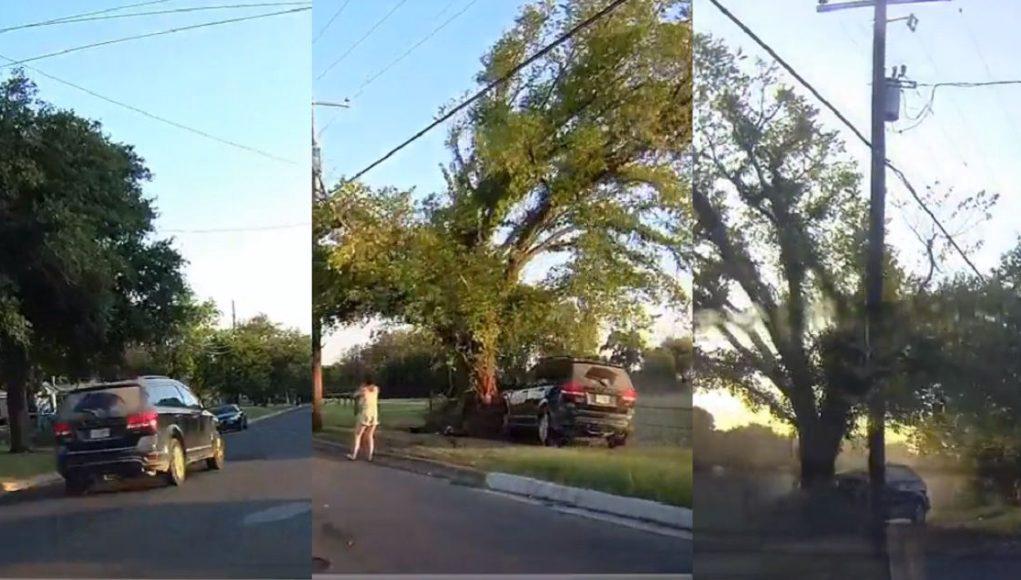 Woman recklessly drives through Fort Worth neighborhood before crashing into a tree.