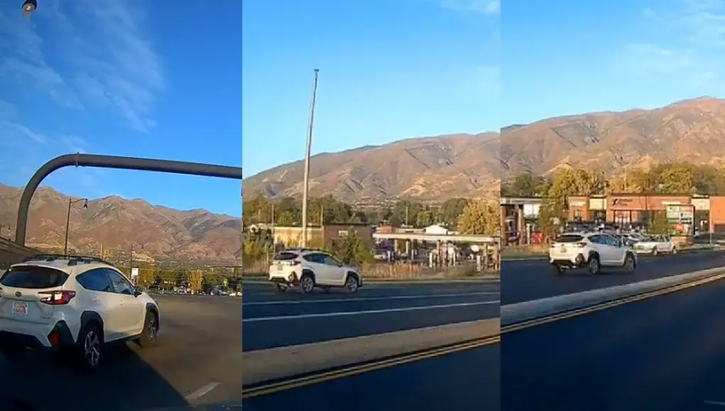 Driver in Layton, Utah turns into the wrong lane and drives into oncoming traffic.