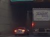 Impatient Mercedes driver's risky interchange lane change gamble ends in being sideswiped by semi.