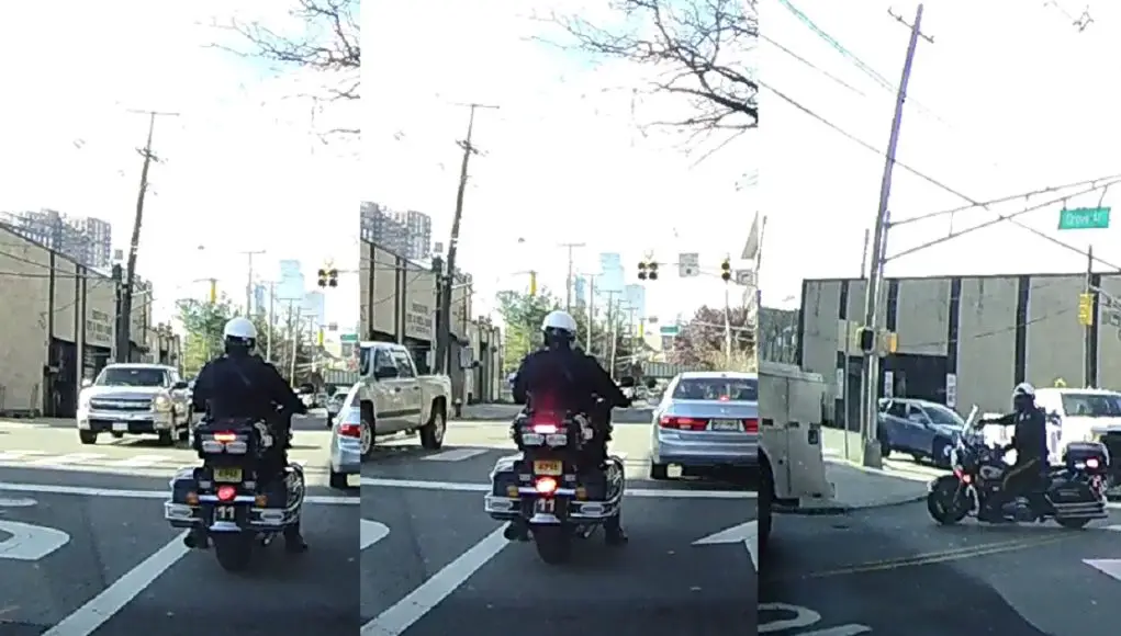 Silverado runs red light in Hoboken Silverado runs red light in Hoboken in front of a pair of motorcycle cops.