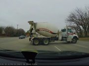 A concrete mixer driver in Prosper, TX is caught on dashcam pulling an illegal u-turn.