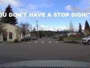 Granite HIlls Dad teaches son valuable lessont at two-way stop on Granite and Galena. They stand their ground as, in an accident, they'd be at fault.