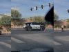 A Las Vegas police officer was caught on dashcam running over a traffic delineator