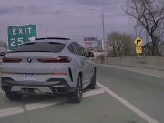 Idiot BMW driver on the Connecticut Turnpike makes dangerous last second exit, narrowly avoiding an accident.