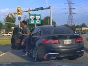 Idiot driver in Suffolk runs stop sign, ends up rear ending truck waiting to yield.