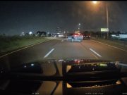 Driver not paying attention to merge disaster unfolding in front of them almost spins out of control.