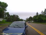 Driver not paying attention on Lake Rd. nearly plows into rear of dashcam owner's car stopped turning left.