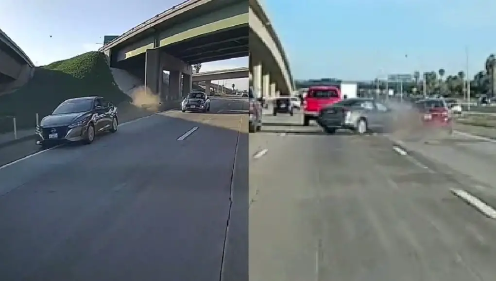 Idiot, possibly DUI, driver in Altima on the 5 passes in the breakdown lane, causes multi-car collision.