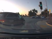 Ignorant driver in Pleasant Hill flat out ignores lane markings, enters turn lane at the last second and drives into the wrong one, almost causing accident.