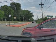 Idiot at Hitchingham and Textile roundabout enters without yielding. Almost crashes into dashcam owner.