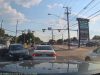 Driver exiting Crockett Center onto Menchaca fails to yield to cross traffic. T-boned causing multi-vehicle crash.