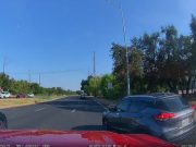 Driver fails to yield approaching WIlliam Cannon Rd. from Frontage. Almost t-boned and rear-ended.
