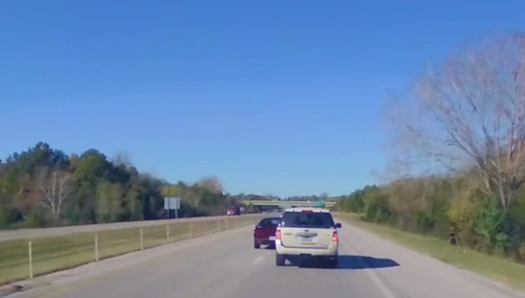 Unhinged lunatic on the 152 resorts to road rage by pit maneuver to get back at Dodge Challenger driver.