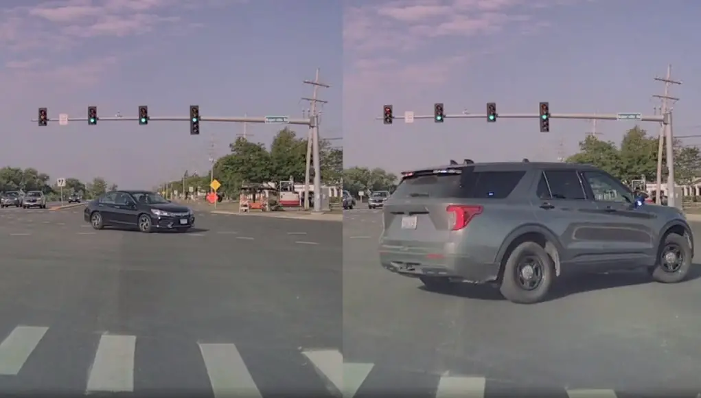Buffoon on Butterfield and Naperville runs red light in front of cop. Immediately gets pulled over.