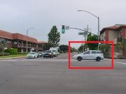 Reckless driver blows through extremely red light in Tustin at Yorba St. and Irvine Blvd.
