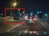 Careless driver slips past center median and heads into oncoming traffic before slipping into I-94 onramp.