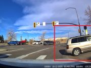 Crazy lady on Baseline and 27th, who needs her license taken away, drives up onto sidewalk and keeps going.