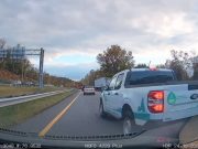 Truck owned by Gambrillis-based Environmental Construction company pulls off horrendous merge on the 32.