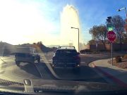 Teen with learners permit t-bones driver before rolling into and damaging fire hydrant sending water shooting up.