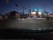 Semi driver in 18-wheeler casually rolls through limit line on S Nevada Ave, running extremely late red light.