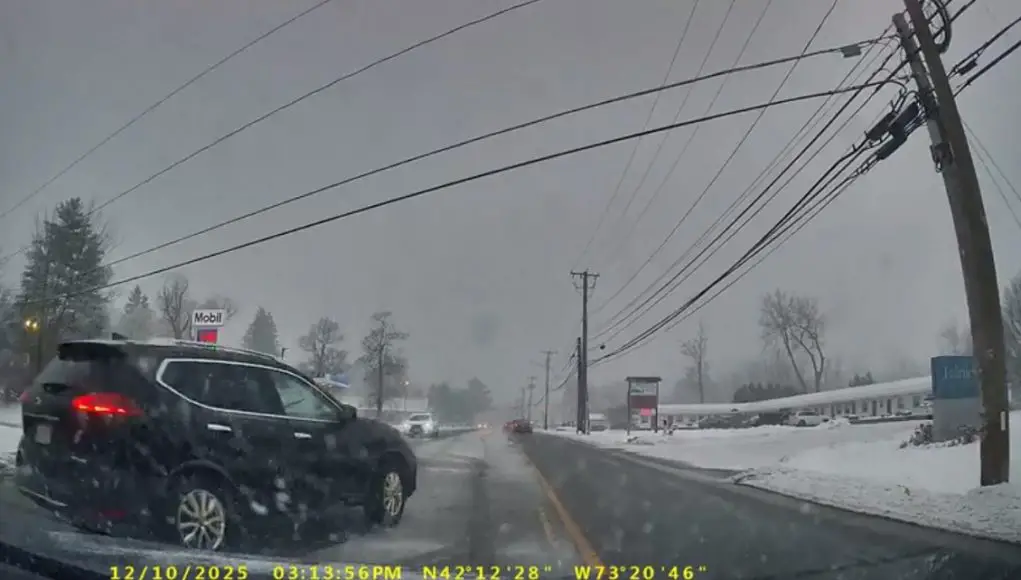 Careless driver bolts out onto Stockbridge Rd. without yielding to traffic with the right of way.