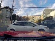 San Francisco, CA: Ignorant Driver Blocks 4-Way at 18th & Tennessee, Gets Mad at Dashcam Owner Trying to Squeeze By Ignorant driver in SF on Tennessee and 18th block 4-way stop, passenger flips off dashcam owner.