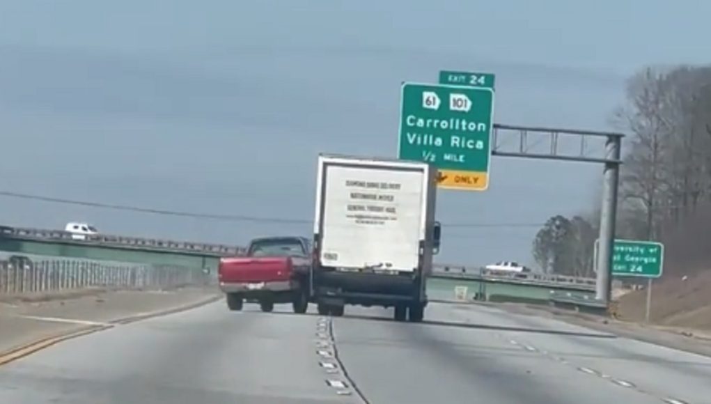 I-20 road rage caught on video as box truck driver goes ape on Ford F-150 in the fast lane.
