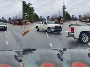 Ignorant driver on turning onto Arlington would rather go against traffic using the wrong turn lane then drive a few feet forward and use the one they're supposed to.