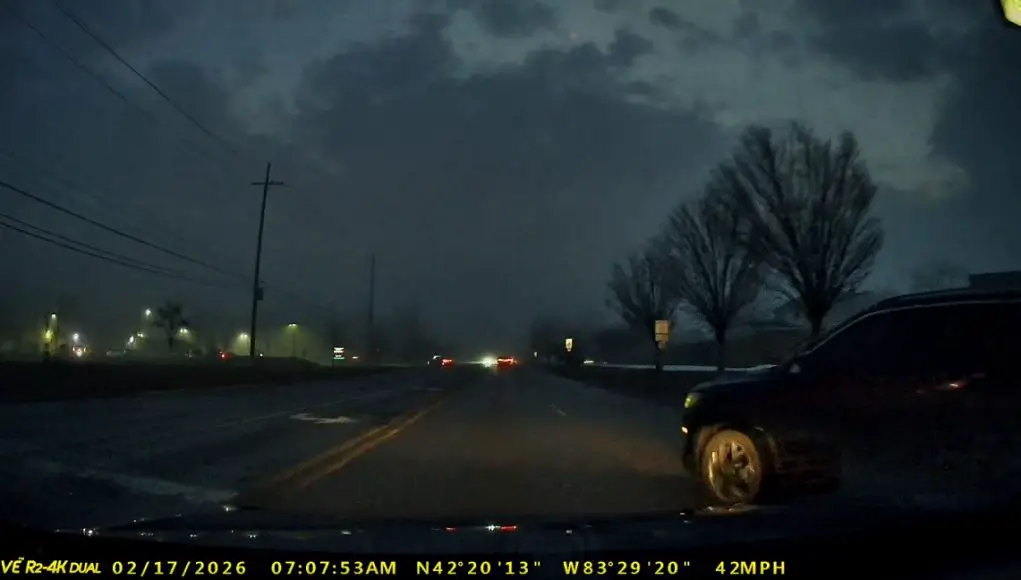 right-on-red turner at Cantor Center and Warren fails to yield. Sideswipes dashcam owner with right of way.