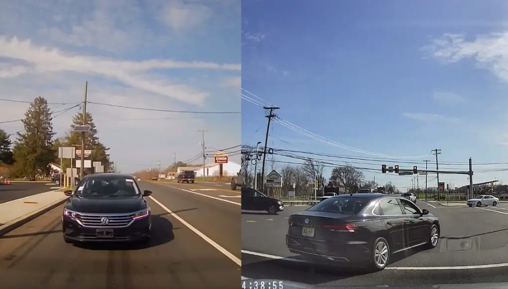 Mt. Holly, NJ: Impatient Driver At 206 & Monmouth From Auto Row On 38 Makes Right On Red In Front of Right On Red Sign Impatient driver on US-206 and Monmouth caught on dashcam making right on red where it clearly says you can't.