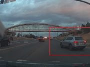 Right-on-red turner at Mineral and Santa Fe makes turn a little too wide. Nearly gets into collision with approaching dashcam owner.