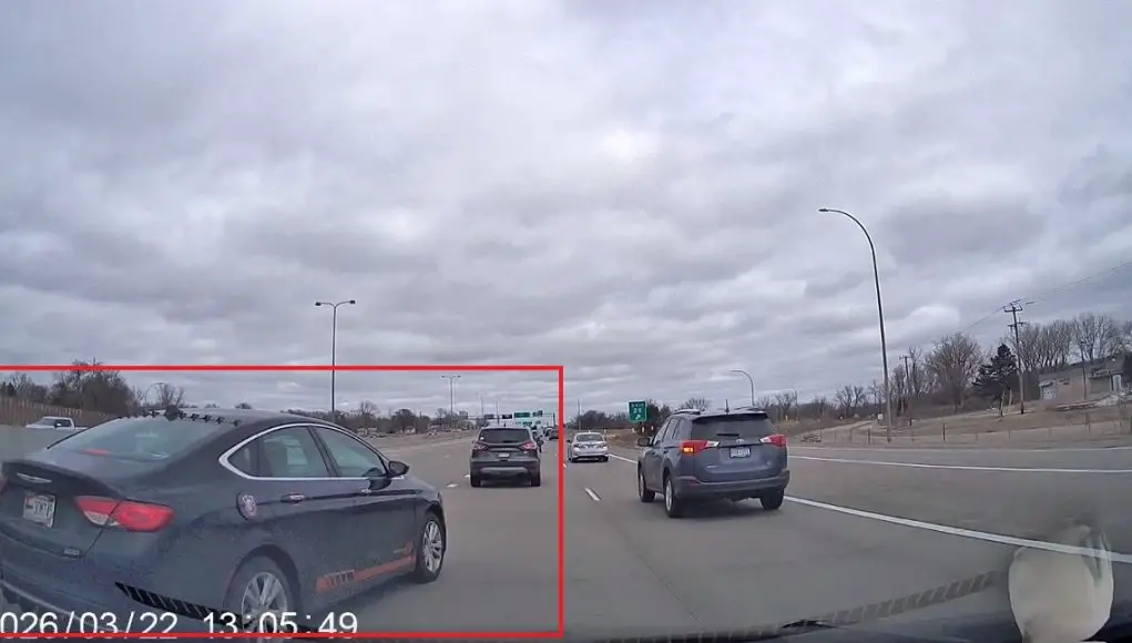 Arden Hills, Minn: Crazy Driver Swerves Across 3 Lanes Without Looking, Dashcammer Nearly Wiped Out Reckless driver on US-10 busts out a no-look, multi-lane lane change, forcing dashcammer off the road.