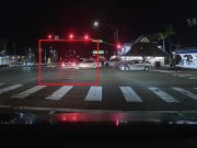 Distracted and impatient driver runs red at Palomar Airport and Paseo Del Norte. Nearly t-bones traffic with right-of-way.