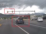 Driver with the worst habits, fully intending to beat red at State and N 1650 W, forced to brake to avoid t-bone.