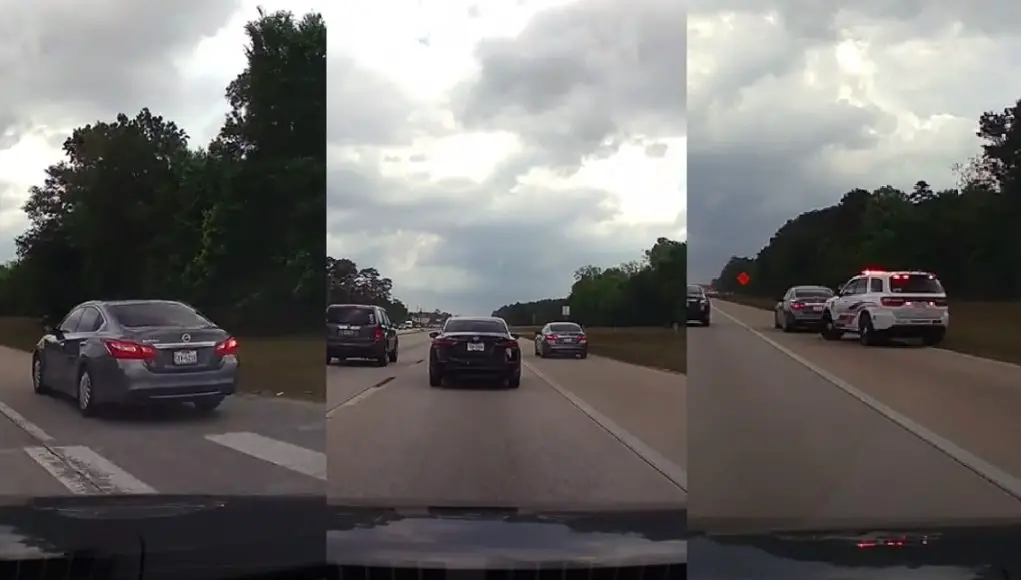 Driver in Humble on FM 1960 tried to be slick by driving on the shoulder only to be pulled over by Harris County PD.