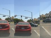Merced, CA: Extreme Red Light Runner Turning Onto M St from Olive Ave Distracted, Too Busy Looking At His Phone Extreme Red light runner spotted on dashcam turning onto M St. from Olive Ave.