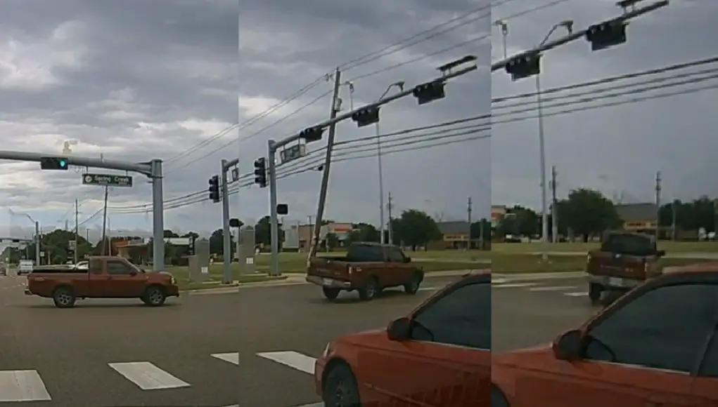 Coit and Spring Creek in Plano Goofball in his Dad's pickup tries to beat red. Takes turn way too fast and loses control.