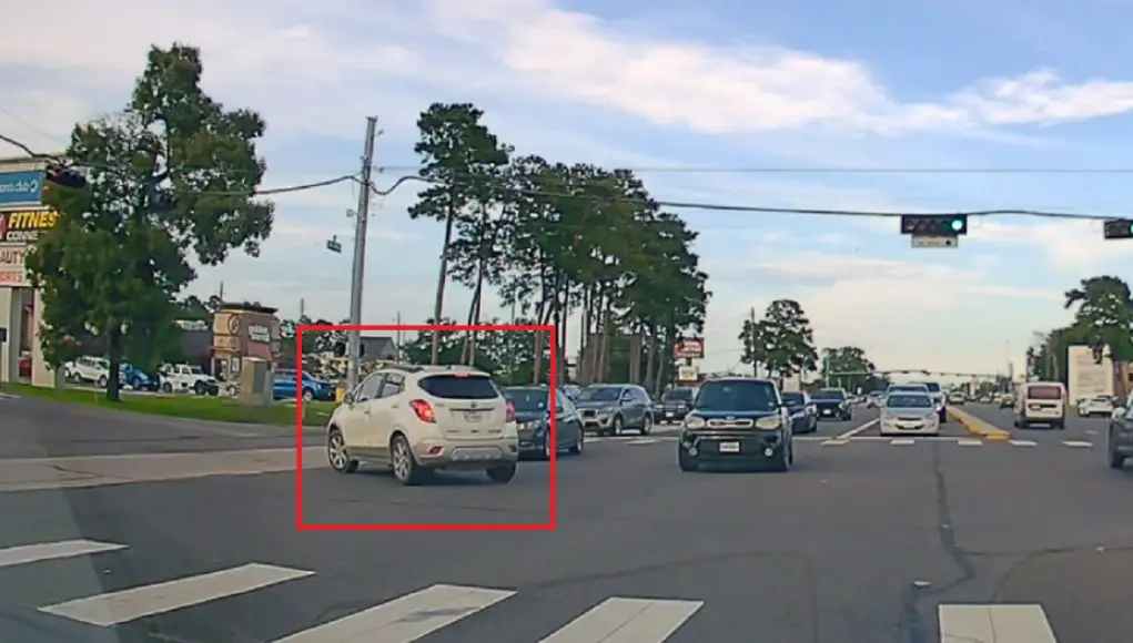 FM 1960 unprotected left Certified goofball makes unprotected left turn across 3 lanes of FM 1960 traffic, almost causing collision.