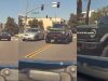 Reckless Ford Bronco driver turning onto Santa Clara swings wide into opposing traffic to overtake slower driver.
