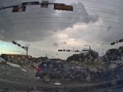 Tesla runs red at Sunrise & Old Settlers, gets T-boned by driver with right of way.