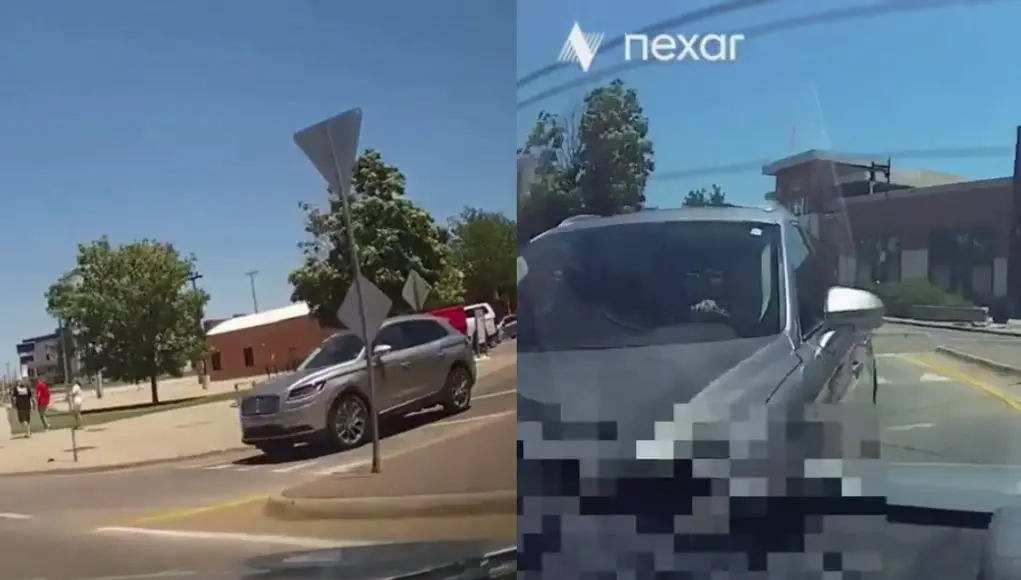 Driver entering roundabout at Sycamore and Douglas brute forces their way in without yielding, causes collision and then ghosts their insurance.