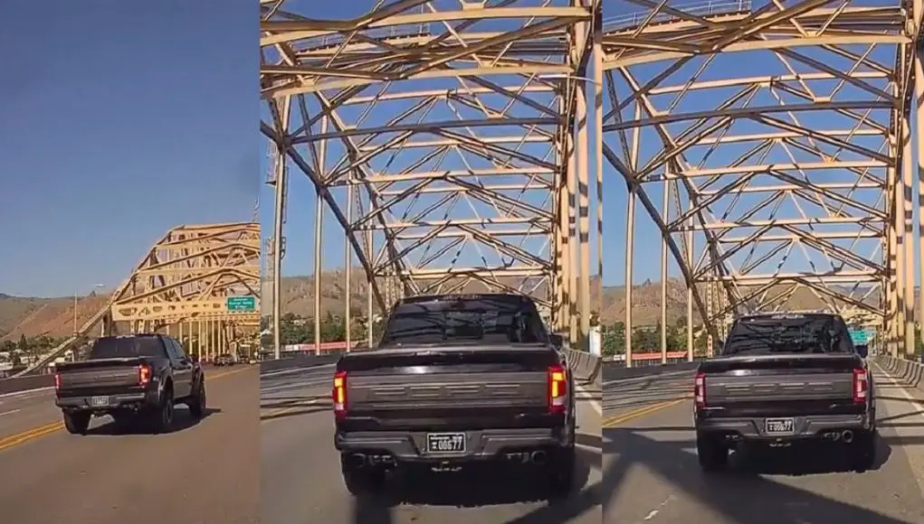 Wenatchee, WA: Road-Raging Goofball Crossing Sellar Bridge, Fed Up With Slower Driver, Has Time To Brake Check & Stop Road raging goofball crossing Sellar Bridge, impatient at slower driver, then has time to brake check and almost come to a complete stop.