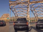 Wenatchee, WA: Road-Raging Goofball Crossing Sellar Bridge, Fed Up With Slower Driver, Has Time To Brake Check & Stop Road raging goofball crossing Sellar Bridge, impatient at slower driver, then has time to brake check and almost come to a complete stop.