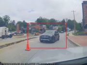 Media, PA: Goofball Mercedes Driver On Baltimore Ave Disregards Construction Flagger, Heads Head-On Into Oncoming Traffic Driver in Mercedes confronting construction on Baltimore Ave ignores flagger, brutes forces way through against traffic.