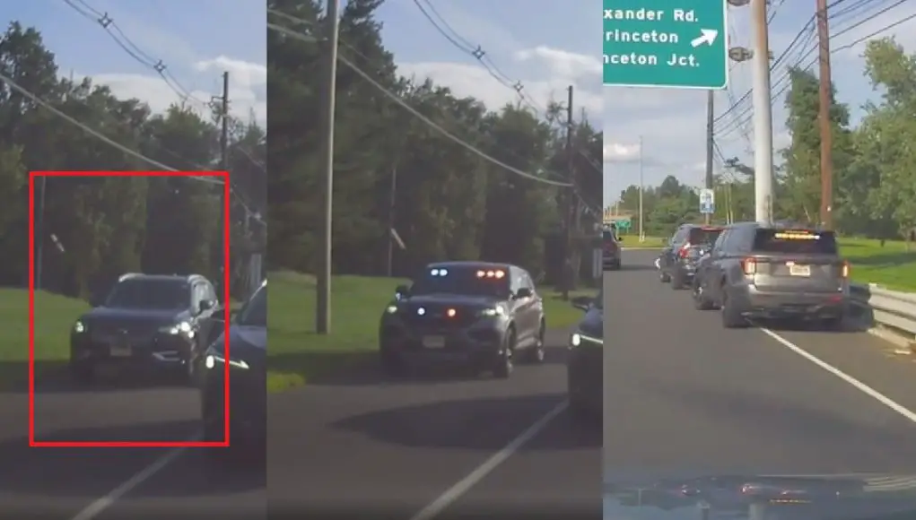 West Windsor Township, NJ: Doofus on Route 1 Busted Almost Immediately by Convenient Cop For Riding The Shoulder Goofball on Route 1 thinks they can get away with driving on the shoulder, immediately pulled over by Convenient Cop.